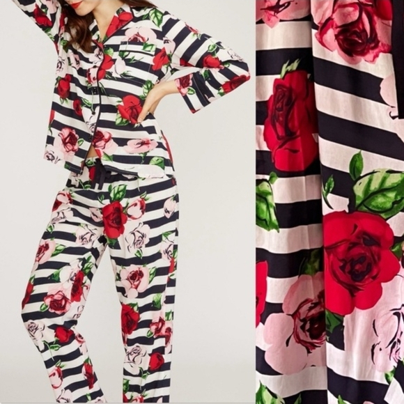 kate spade Other - Kate Spade Dream A Little Dream Rose Striped Floral Pajama Set Small